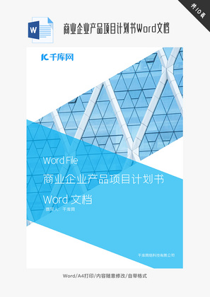 商业企业产品项目计划书Word文档