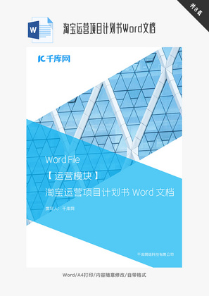 淘宝运营项目计划书Word文档