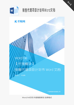 销售代理项目计划书Word文档