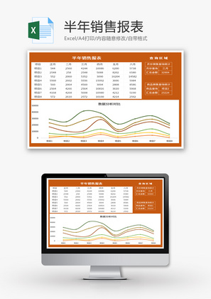 半年销售报表Excel模板