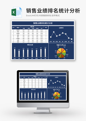 销售业绩排名统计分析Excel模板