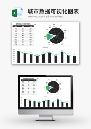 城市数据可视化图表Excel模板