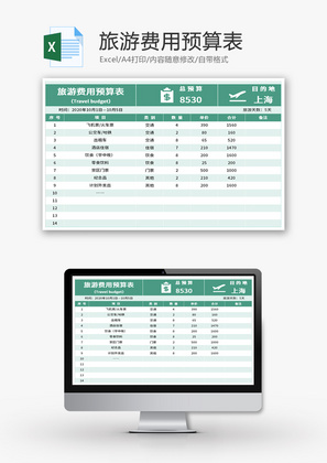 旅游费用预算表Excel模板