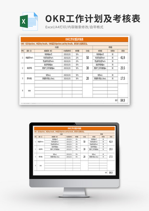 OKR工作计划及考核表Excel模板