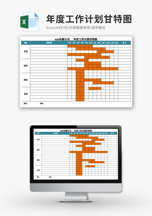 年度工作计划甘特图Excel模板