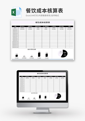 餐饮成本核算表Excel模板
