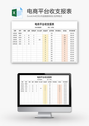 电商平台收支报表Excel模板