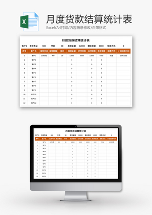 月度货款结算统计表Excel模板