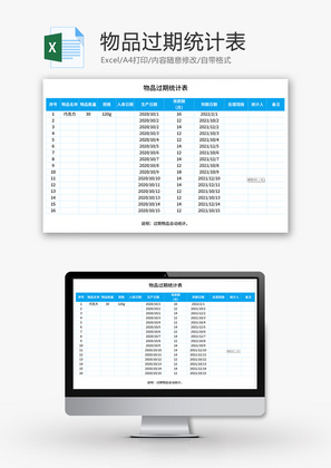 物品过期统计表Excel模板