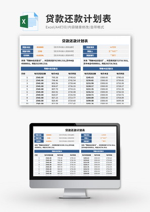 贷款还款计划表Excel模板