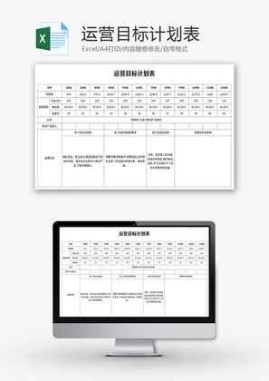 运营目标计划表Excel模板