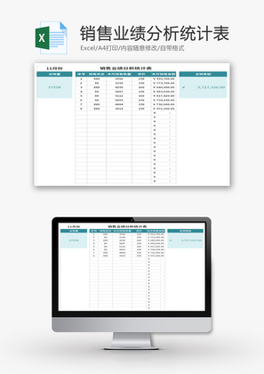 销售业绩分析统计表Excel模板