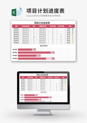 项目计划进度表Excel模板