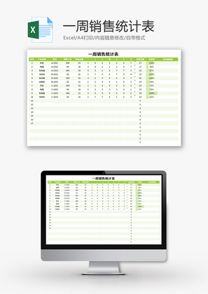 一周销售统计表Excel模板
