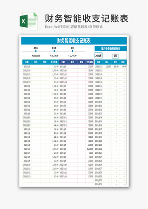 财务智能收支记账表Excel模板