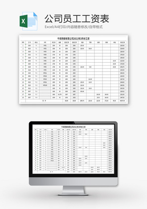 公司员工工资表Excel模板