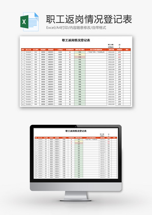 职工返岗情况登记表Excel模板