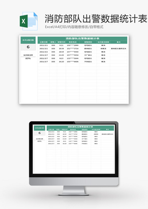 消防部队出警数据统计表Excel模板