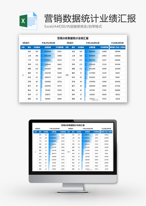 营销分析数据统计业绩汇报Excel模板