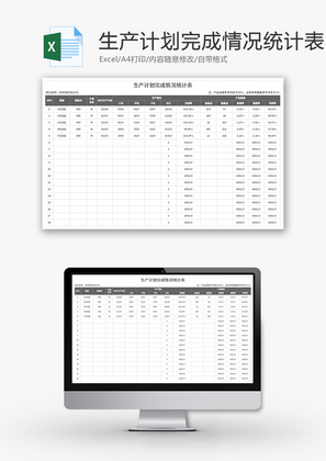 生产计划完成情况统计表Excel模板