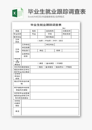 毕业生就业跟踪调查表Excel模板
