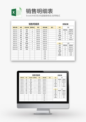 销售明细表Excel模板