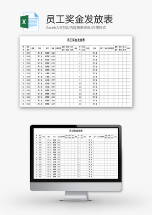 员工奖金发放表Excel模板