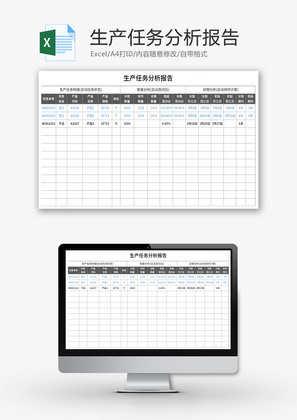 生产任务分析报告Excel模板