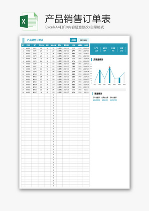 产品销售订单表Excel模板