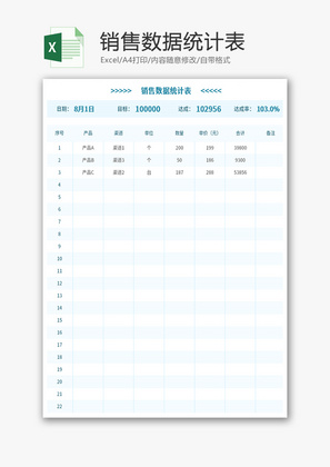 销售数据统计表Excel模板