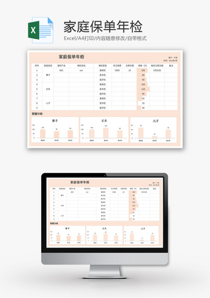 家庭保单年检Excel模板