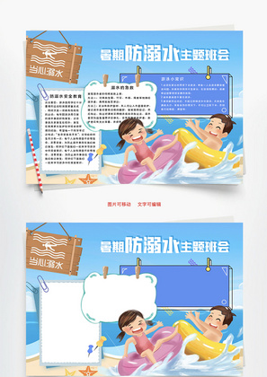 暑期防溺水主题班会Word手抄报