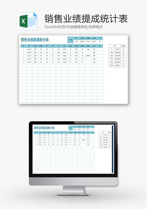 销售业绩提成统计表Excel模板