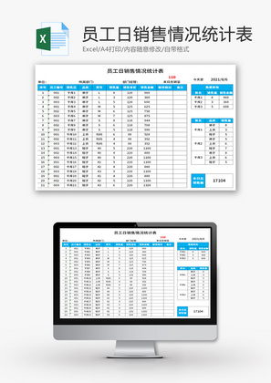 员工日销售情况统计表Excel模板