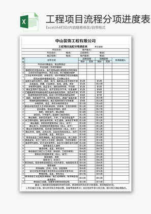 工程项目流程分项进度表Excel模板