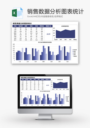 销售数据分析图表统计Excel模板
