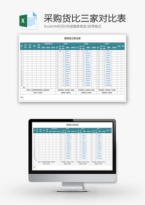 采购货比三家对比表Excel模板