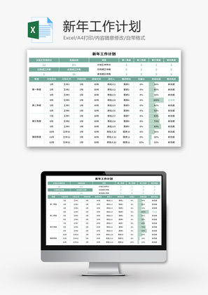 新年工作计划Excel模板