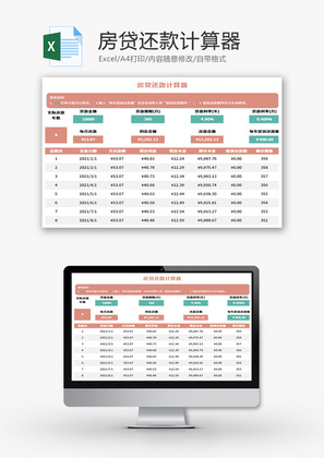 房贷还款计算器Excel模板