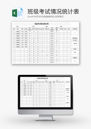班级考试情况统计表Excel模板