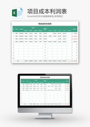 项目成本利润表Excel模板