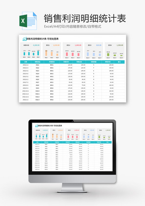 销售利润明细统计表Excel模板