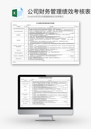 公司财务管理绩效考核表Excel模板