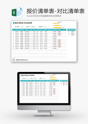 报价对比清单表Excel模板