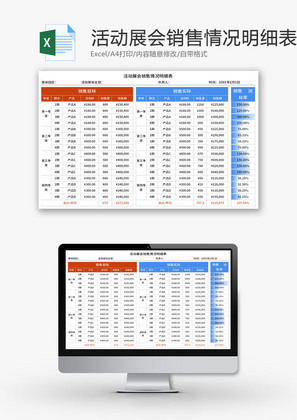 活动展会销售情况明细表Excel模板