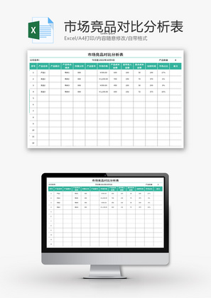 市场竞品对比分析表Excel模板
