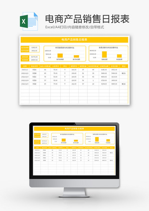 电商产品销售日报表Excel模板