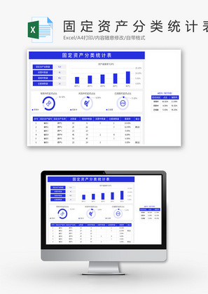 固定资产分类统计表Excel模板