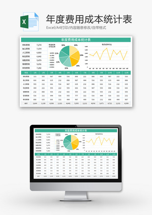 年度费用成本统计表Excel模板