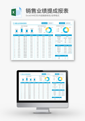 销售业绩提成报表Excel模板